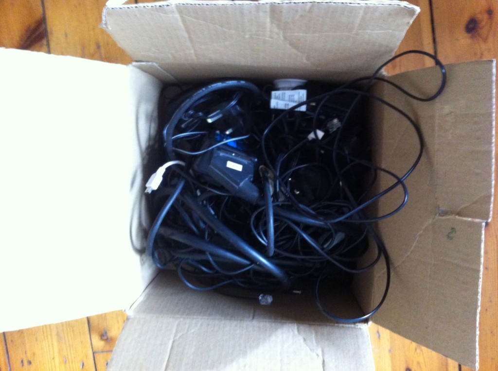 Couple splits over what to do with that box of old chargers and leads