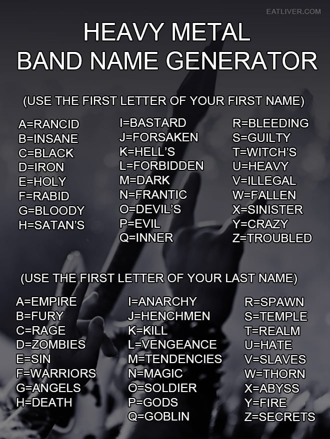 Heavy Metal Band Name Generator.