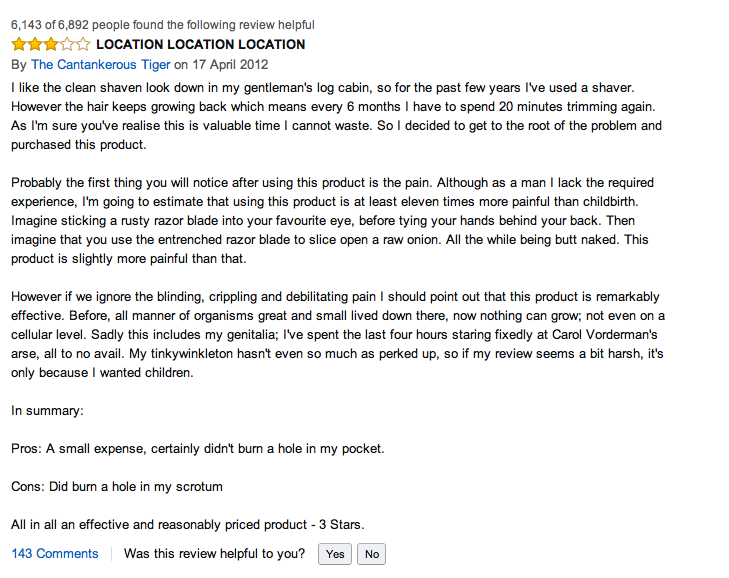 Some choice Amazon reviews for Veet for Men Hair Removal Gel Cream - The  Poke