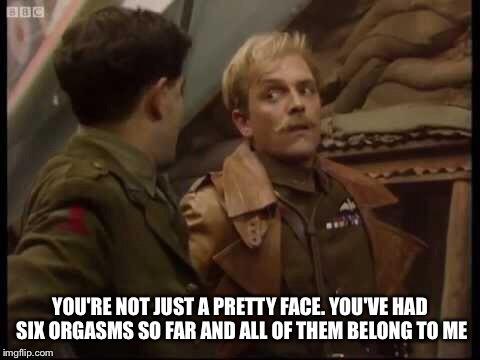 50 Shades Of Flashheart puts quotes from 50 Shades of Grey over pictures of  Lord Flashheart from Blackadder - The Poke