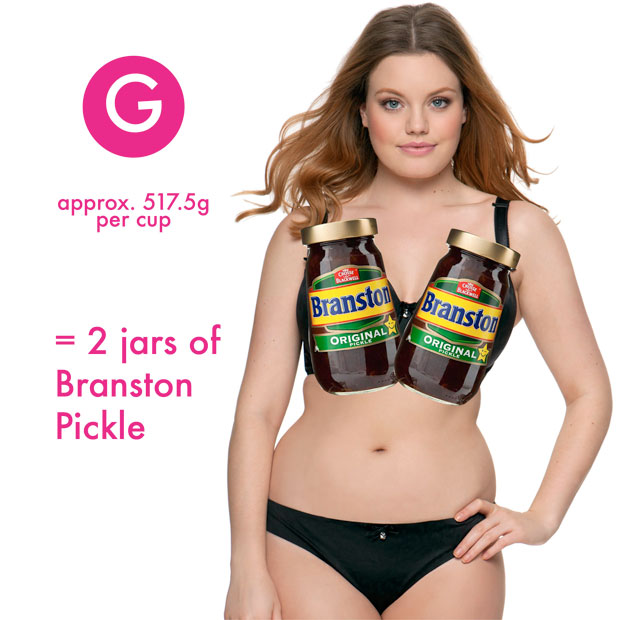 Finally, you can find out your equivalent boob weight compared to Branston  pickle, squirrels and pork chops - The Poke