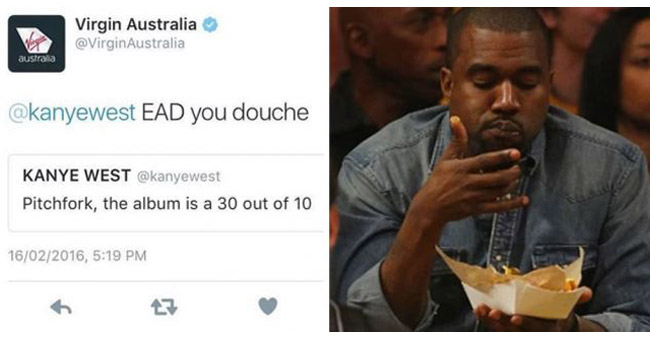 Virgin Australia say sorry after urging Kanye West to 'eat a dick&apos...