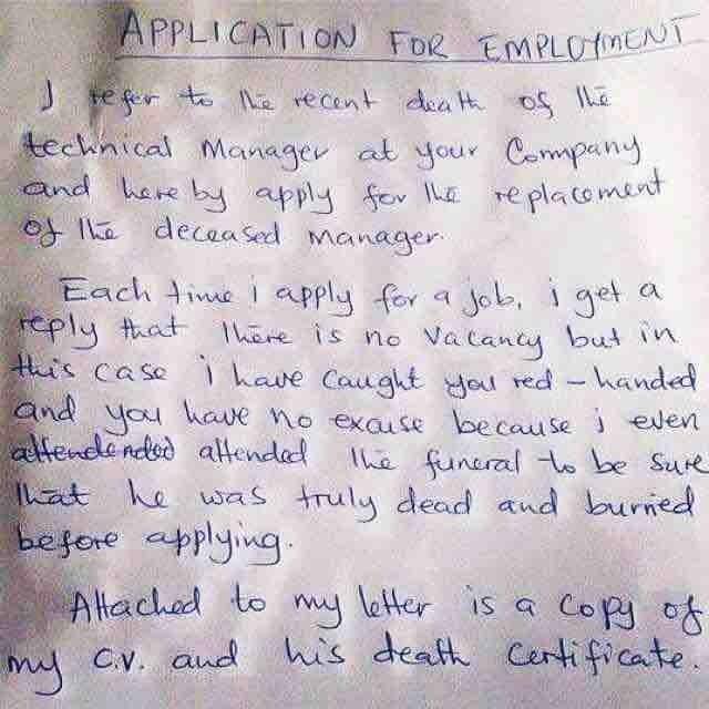 job application letter sample zambia