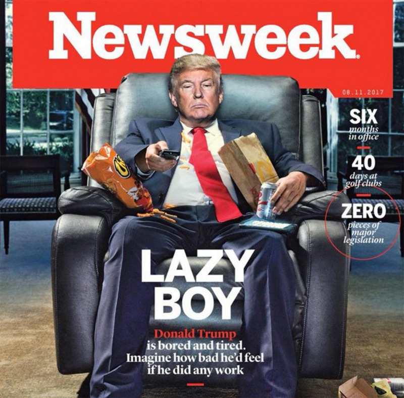 Donald Trump is on the cover of Newsweek, and it isn’t very flattering.