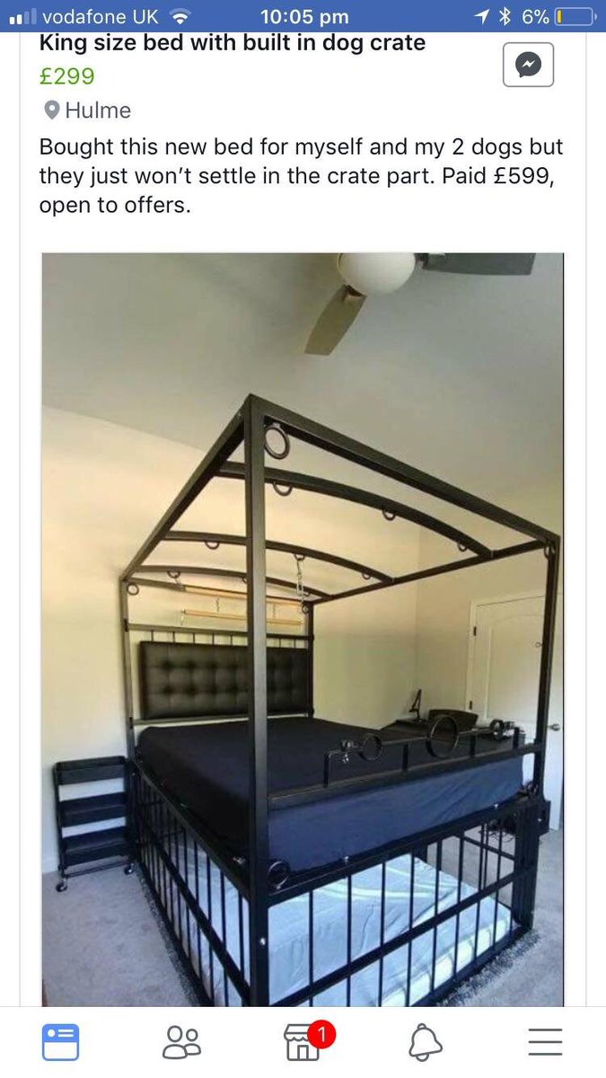 king size bed with built in dog crate.