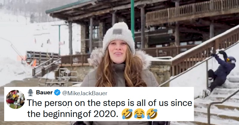 This ski resort weather update has gone viral because of the hilarious antics in the background