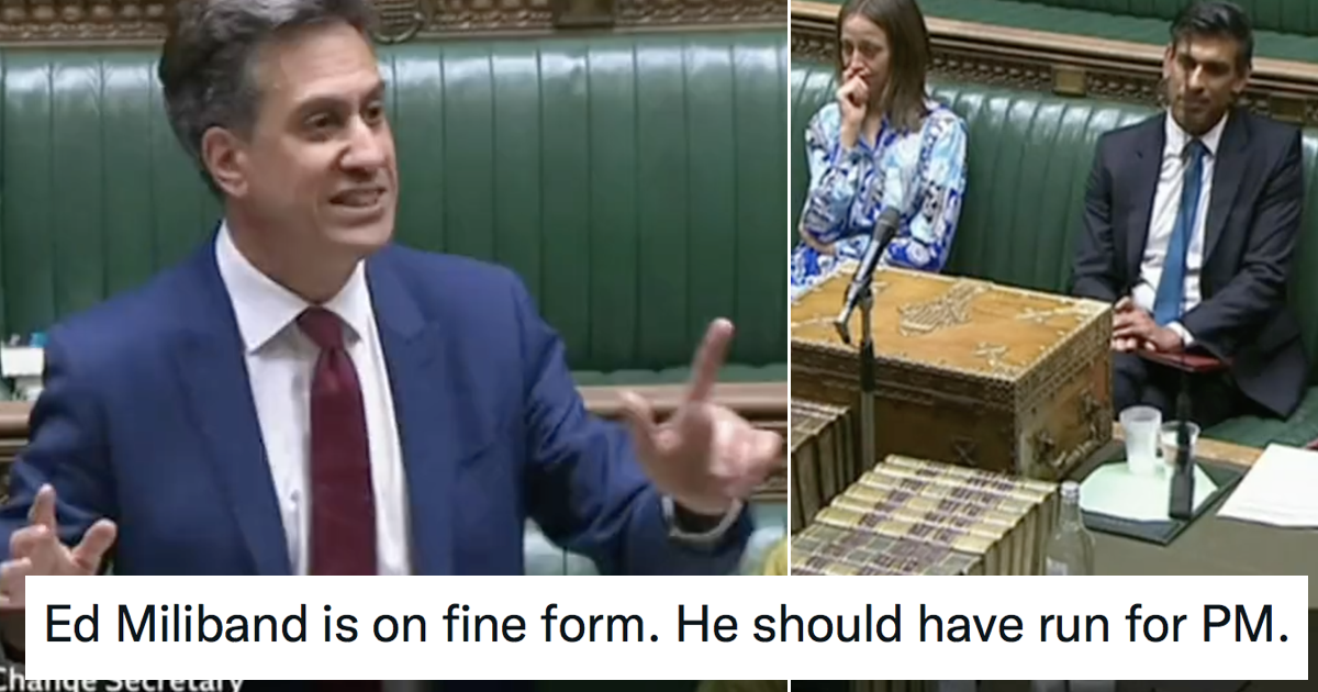 Ed Miliband just tore Rishi Sunak a new one and it’s a brutal, hugely entertaining watch