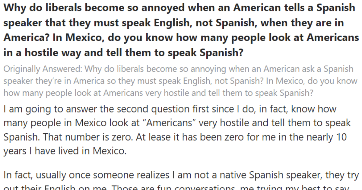 This troll doesn’t like people using their native language and the comeback was magnifico
