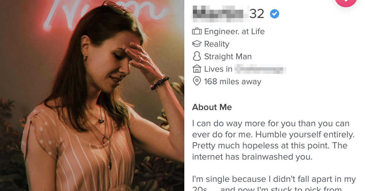 This ‘engineer at life’ might not quite have nailed the reason he’s single on Tinder