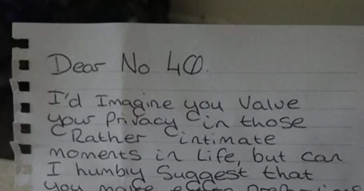 This politest of notes about a neighbour’s unfortunate sex show was simply perfect