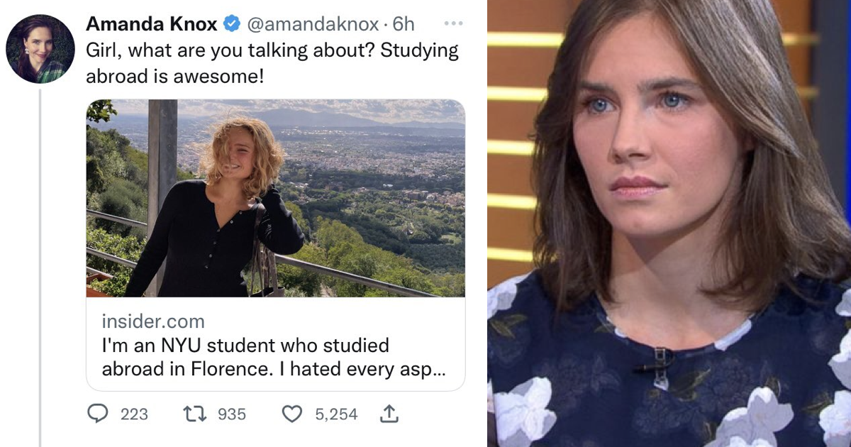 Il tweet di Amanda Knox sull’Italia era già una cosa, ma questa risposta era su un livello completamente diverso